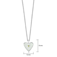 Secret Hearts Peridot Birthstone Pendant in Crystal Enamel by Sheila Fleet Jewellery