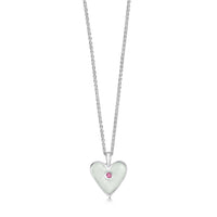 Secret Hearts Pink Tourmaline Pendant in Crystal Enamel by Sheila Fleet Jewellery