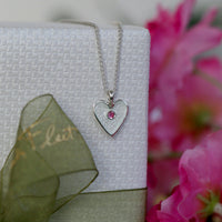 Secret Hearts Pink Tourmaline Pendant in Crystal Enamel by Sheila Fleet Jewellery