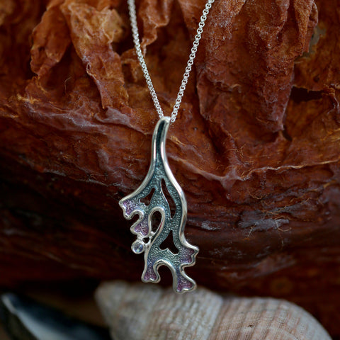 Sea Moss Moonstone Dress Pendant in Mill Sands Enamel by Sheila Fleet Jewellery