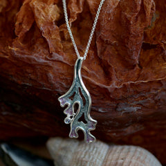 Sea Moss Moonstone Dress Pendant in Mill Sands Enamel by Sheila Fleet Jewellery