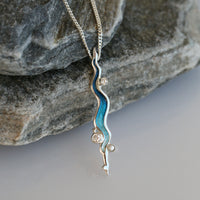 River Ripples Pearl & Cubic Zirconia Dress Pendant in Tropical Enamel by Sheila Fleet Jewellery