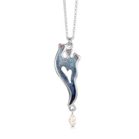 Sea Moss Baroque Pearl Pendant in Sea Blue Enamel by Sheila Fleet Jewellery