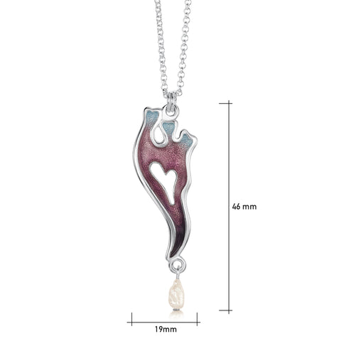 Sea Moss Baroque Pearl Pendant in Sea Pink Enamel by Sheila Fleet Jewellery 