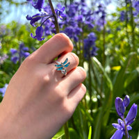 Dragonfly Enamelled Ring in Sterling Silver by Sheila Fleet Jewellery