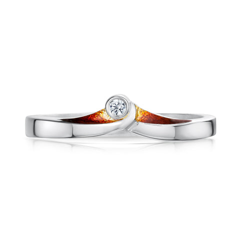 New Wave Cubic Zirconia Ring in Flame Enamel by Sheila Fleet Jewellery