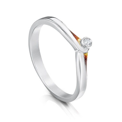 New Wave Cubic Zirconia Ring in Flame Enamel by Sheila Fleet Jewellery