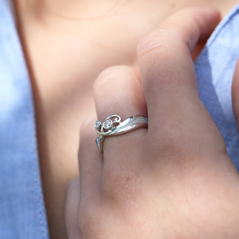 New Wave Cubic Zirconia Duo Ring in Crystal Enamel by Sheila Fleet Jewellery