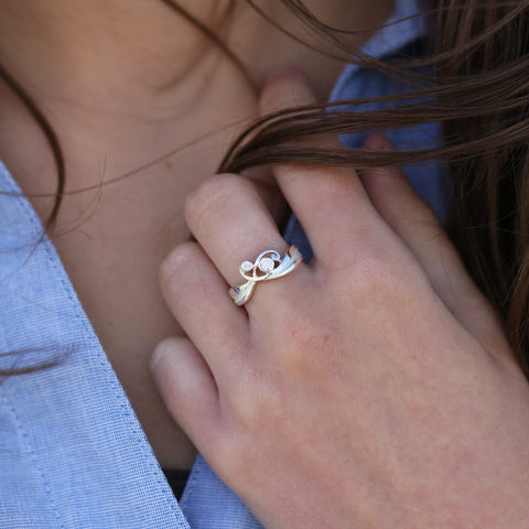 New Wave Cubic Zirconia Duo Ring in Crystal Enamel by Sheila Fleet Jewellery