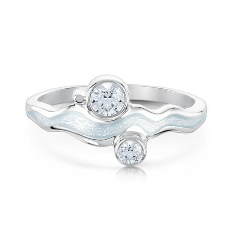 River Ripples 4mm & 3mm Cubic Zirconia Ring in Frost Enamel by Sheila Fleet Jewellery
