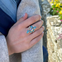 Sterling Silver Rowan Dress Ring in Sage Enamel by Sheila Fleet Jewellery