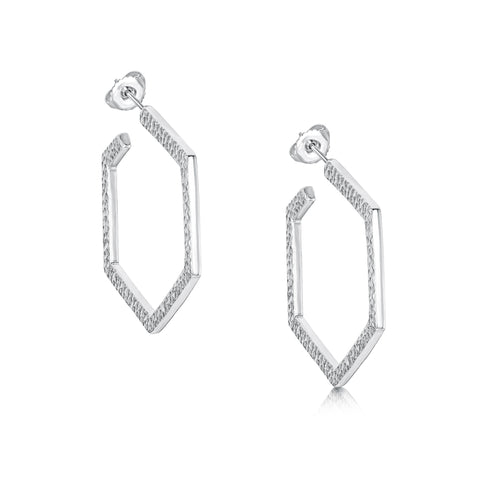 Honeycomb Large Sterling Silver Hoop Earrings by Sheila Fleet Jewellery