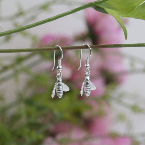 Honeybee Small Drop Earrings in Sterling Silver by Sheila Fleet Jewellery
