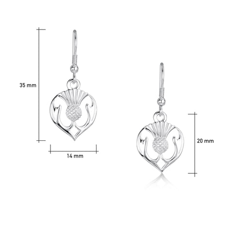 Thistle Head Drop Earrings in Sterling Silver by Sheila Fleet Jewellery