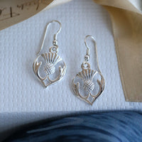 Thistle Head Drop Earrings in Sterling Silver by Sheila Fleet Jewellery
