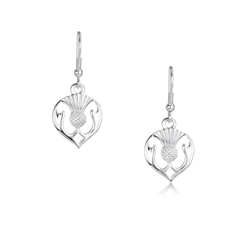 Thistle Head Drop Earrings in Sterling Silver by Sheila Fleet Jewellery