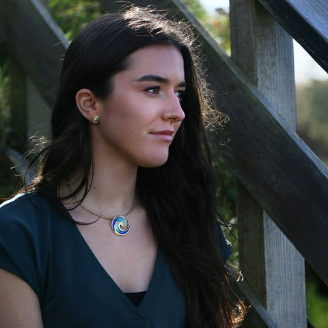 Pentland Enamel Necklace in 18ct Yellow Gold by Sheila Fleet Jewellery