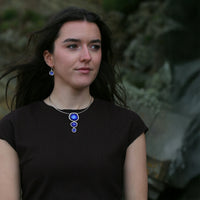 Lunar Universe Single Drop Earrings in Midnight Gold Enamel by Sheila Fleet Jewellery