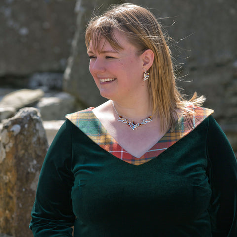 Seasons Gold Leaves 3-leaf Drop Earrings in Autumn Enamel by Sheila Fleet Jewellery