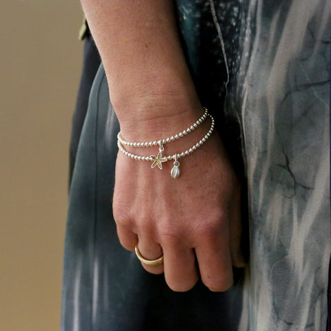 Starfish Enamel Stretch Bracelet in Sterling Silver by Sheila Fleet Jewellery