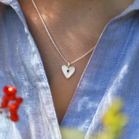Secret Hearts Garnet Pendant in Crystal Enamel by Sheila Fleet Jewellery