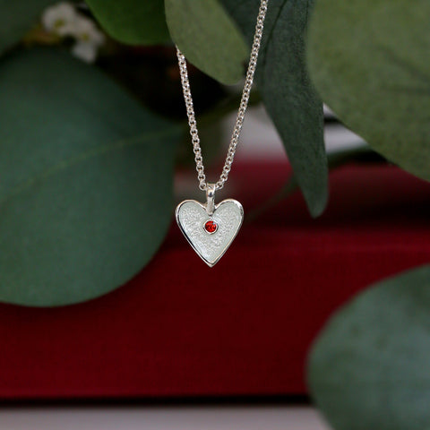 Secret Hearts Garnet Pendant in Crystal Enamel by Sheila Fleet Jewellery