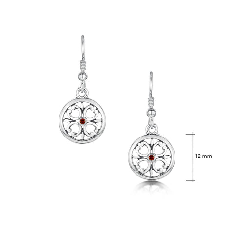 Garnet Cathedral Drop Earrings in Sterling Silver by Sheila Fleet Jewellery