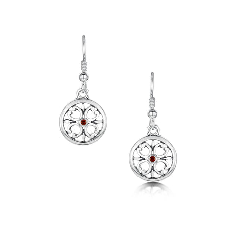 Garnet Cathedral Drop Earrings in Sterling Silver by Sheila Fleet Jewellery