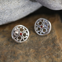 Garnet Cathedral Stud Earrings in Sterling Silver by Sheila Fleet Jewellery