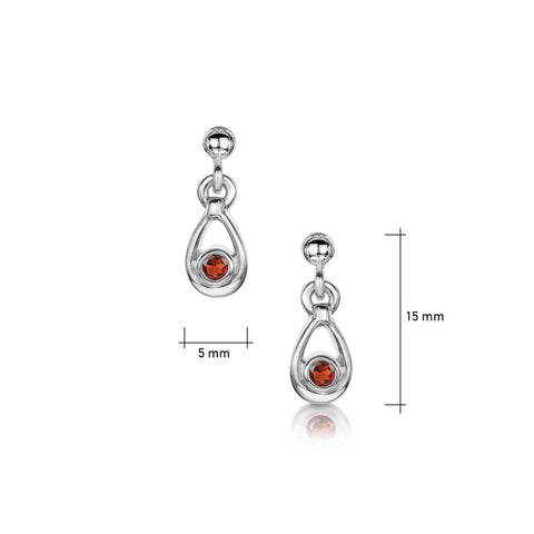 Garnet Droplet Earrings in Sterling Silver by Sheila Fleet Jewellery 