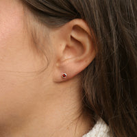 Small Garnet Solitaire Stud Earrings in Sterling Silver by Sheila Fleet Jewellery