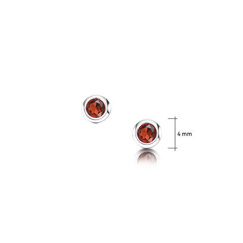 Small Garnet Solitaire Stud Earrings in Sterling Silver by Sheila Fleet Jewellery