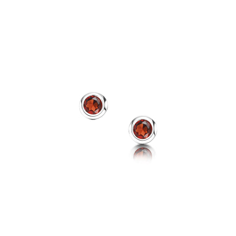 Small Garnet Solitaire Stud Earrings in Sterling Silver by Sheila Fleet Jewellery