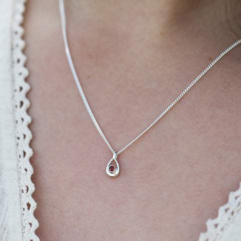 Arctic Stream Garnet Petite Droplet Pendant by Sheila Fleet Jewellery