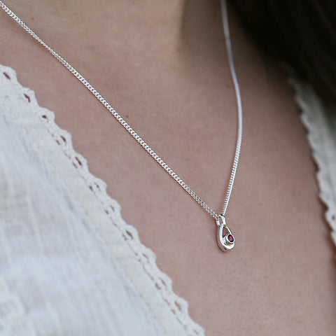 Arctic Stream Garnet Petite Droplet Pendant by Sheila Fleet Jewellery