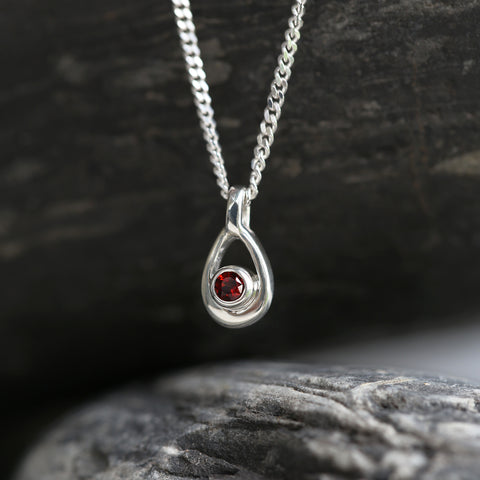 Arctic Stream Garnet Petite Droplet Pendant by Sheila Fleet Jewellery