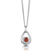 Garnet Birthstone Droplet Pendant in Sterling Silver by Sheila Fleet Jewellery