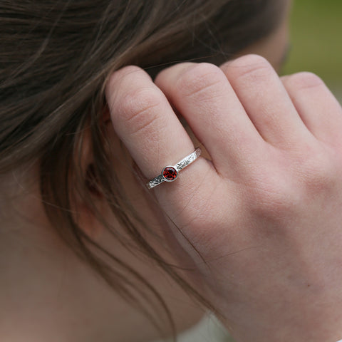 Matrix Garnet Ring in Sterling Silver by Sheila Fleet Jewellery
