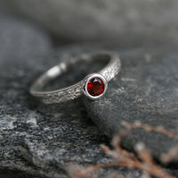 Matrix 5mm Garnet Ring in Sterling Silver by Sheila Fleet Jewellery