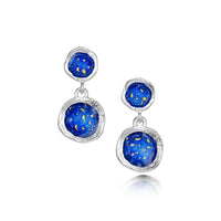 Lunar Universe Double Drop Earrings in Midnight Gold Enamel by Sheila Fleet Jewellery