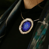 Lunar Universe Occasion Necklace in Midnight Gold Enamel by Sheila Fleet Jewellery