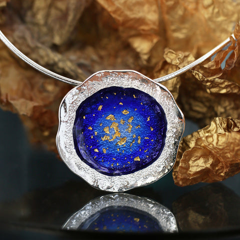 Lunar Universe Occasion Necklace in Midnight Gold Enamel by Sheila Fleet Jewellery