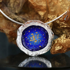 Lunar Universe Occasion Necklace in Midnight Gold Enamel by Sheila Fleet Jewellery