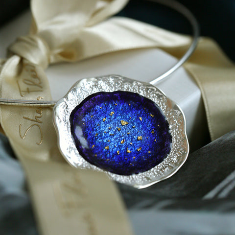 Lunar Universe Occasion Necklace in Midnight Gold Enamel by Sheila Fleet Jewellery