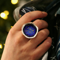 Lunar Universe Dress Ring in Midnight Gold Enamel by Sheila Fleet Jewellery