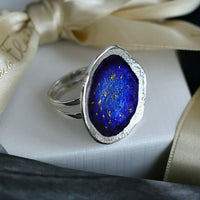 Lunar Universe Dress Ring in Midnight Gold Enamel by Sheila Fleet Jewellery