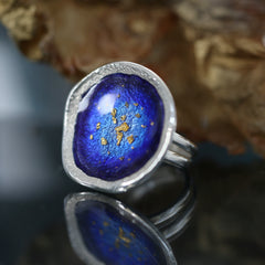 Lunar Universe Dress Ring in Midnight Gold Enamel by Sheila Fleet Jewellery