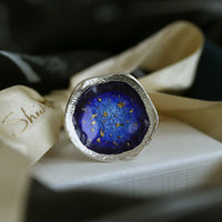 Lunar Universe Dress Ring in Midnight Gold Enamel by Sheila Fleet Jewellery