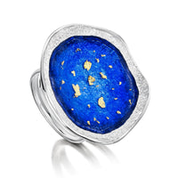 Lunar Universe Dress Ring in Midnight Gold Enamel by Sheila Fleet Jewellery