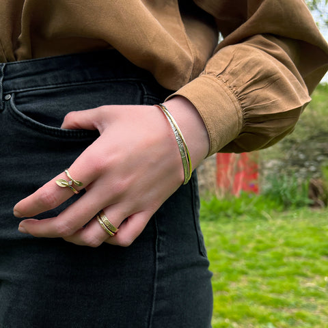 Matrix Embrace Bangle in Silver & 9ct Yellow Gold by Sheila Fleet Jewellery